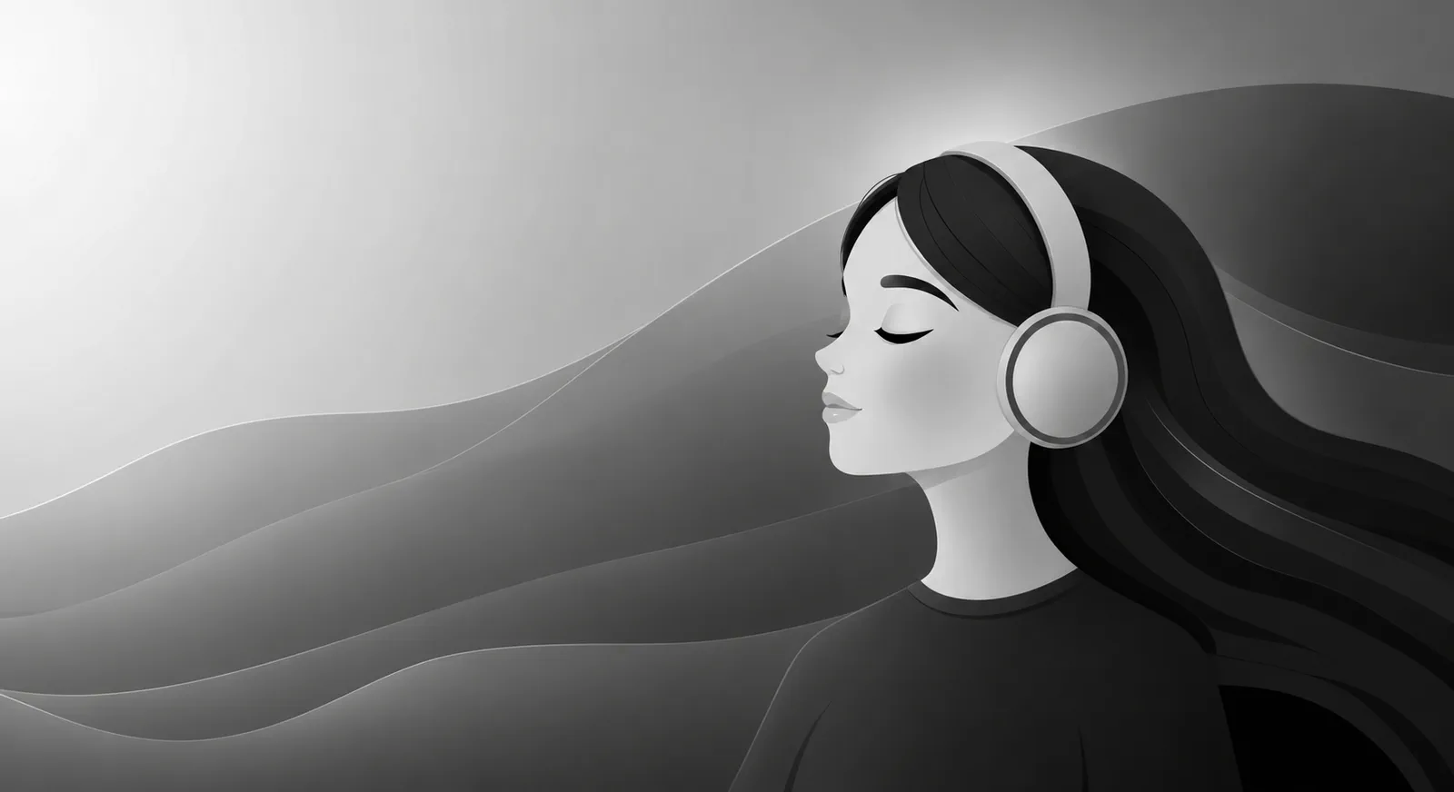 Woman listening to music with headphones